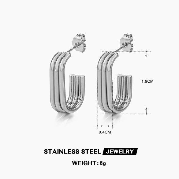 Women's Geometric Multilayer Stainless Steel Real Gold Plated Earrings