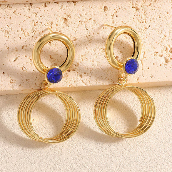 Women's Geometric Multilayered Round Earrings Electroplated Alloy Ear Studs With Stainless Steel Posts Fashion Wholesale Ear Accessories