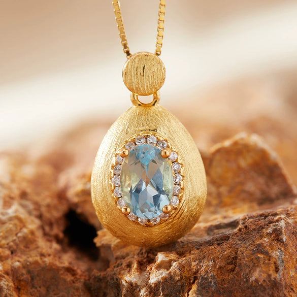 Women's Geometric Natural Amethytetine Pendant Necklace In S925 Sterling Silver With Gem And Crystal Design