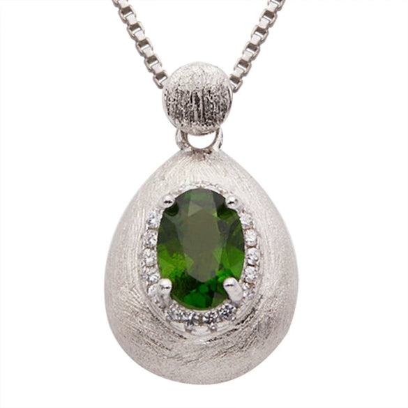 Women's Geometric Natural Amethytetine Pendant Necklace In S925 Sterling Silver With Gem And Crystal Design