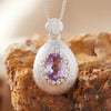 Women's Geometric Natural Amethytetine Pendant Necklace In S925 Sterling Silver With Gem And Crystal Design