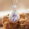 Women's Geometric Natural Amethytetine Pendant Necklace In S925 Sterling Silver With Gem And Crystal Design