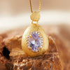 Women's Geometric Natural Amethytetine Pendant Necklace In S925 Sterling Silver With Gem And Crystal Design