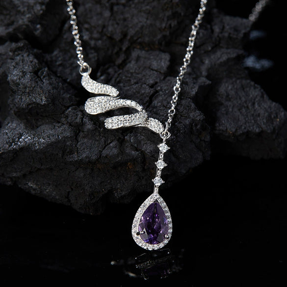 Women's Geometric Natural Crystal Gemstone Set 925 Sterling Silver Necklace Clavicle Chain Accessories