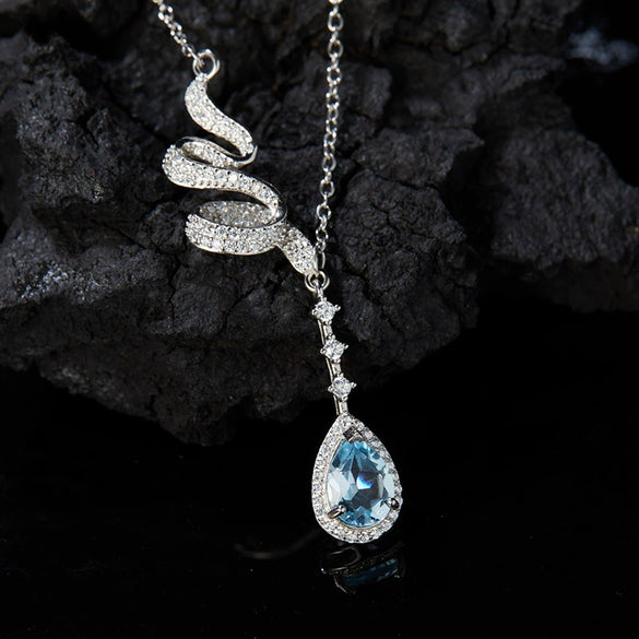 Women's Geometric Natural Crystal Gemstone Set 925 Sterling Silver Necklace Clavicle Chain Accessories