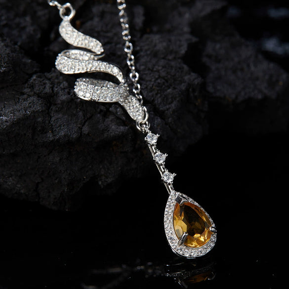 Women's Geometric Natural Crystal Gemstone Set 925 Sterling Silver Necklace Clavicle Chain Accessories