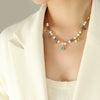 Women's Geometric Natural Stone Freshwater Pearl 316L Stainless Steel Pendant Necklace With Copper Chain And Electroplating Treatment