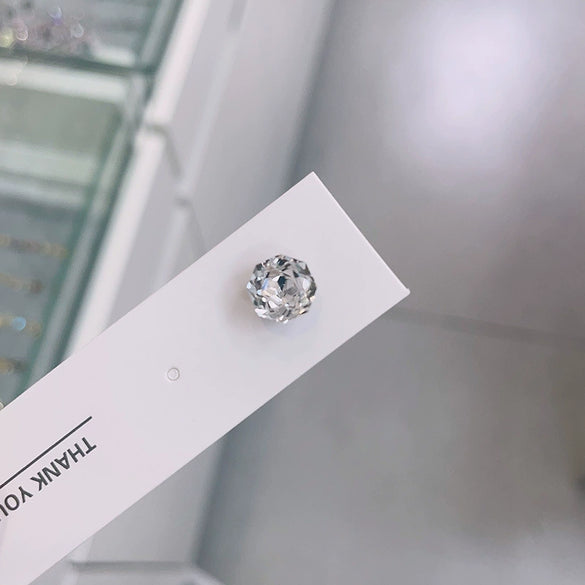 Women's Geometric Octagon Crystal Inlaid Metal Earrings Titanium Steel Screw Cartilage Ear Nail