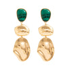 Women’s Geometric Ombre Resin Statement Earrings With Irregular Hammered Glossy Metal Finish And Steel Posts
