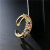 Women's Geometric Open Ring In Copper With Microinlaid Zircon And Goldplated Finish