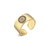Women's Geometric Open Ring In Copper With Microinlaid Zircon And Goldplated Finish