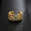 Women's Geometric Open Ring In Copper With Microinlaid Zircon And Goldplated Finish