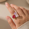 Women's Geometric Open Ring In Goldplated Stainless Steel With Colorful Crystalset Glass And Bold Statement Design