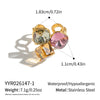 Women's Geometric Open Ring In Goldplated Stainless Steel With Colorful Crystalset Glass And Bold Statement Design