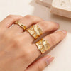 Women's Geometric Open Ring Set With Polished Plating Irregular Liquid Lava Design Exaggerated Minimalist Zinc Alloy Jewelry