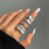 Women's Geometric Open Ring Set With Polished Plating Irregular Liquid Lava Design Exaggerated Minimalist Zinc Alloy Jewelry