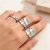 Women's Geometric Open Ring Set With Polished Plating Irregular Liquid Lava Design Exaggerated Minimalist Zinc Alloy Jewelry