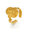 Women's Geometric Open Stainless Steel Ring With Swirl Line Texture And Electroplated Finish Fashion Jewelry