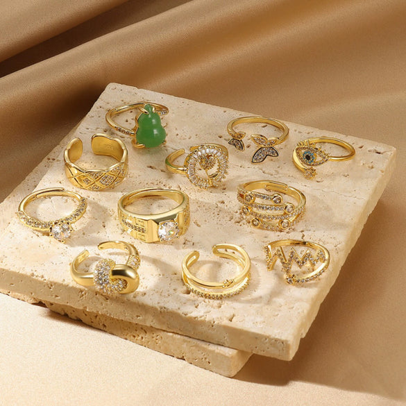 Women's Geometric Opening Ring Copper Stainless Steel Electroplating
