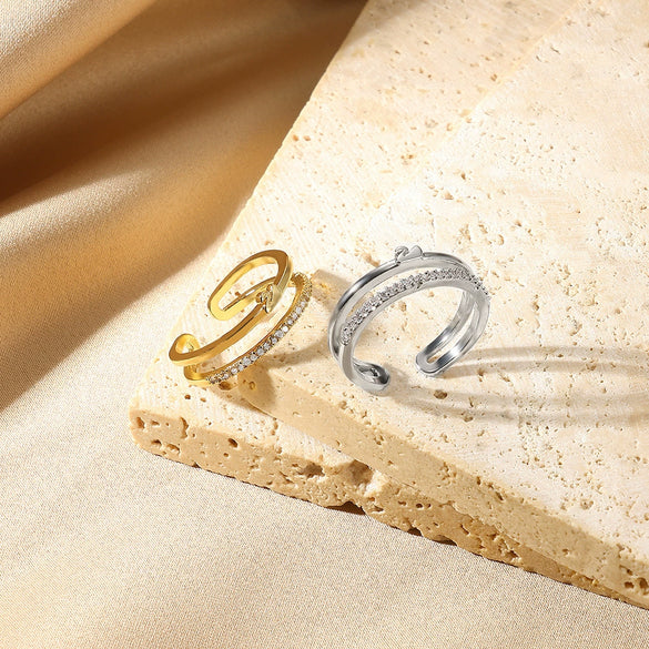 Women's Geometric Opening Ring Copper Stainless Steel Electroplating