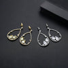 Women's Geometric Oval Drop Earrings With Microinlaid Zircon Electroplated Copper Long Dangle Jewelry