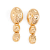 Women's Geometric Oval Hammered Patchwork Drop Earrings Glossy Pleated Iron Design With Electroplated Finish And Steel Posts