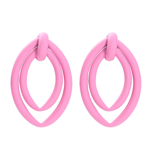 Women's Geometric Oval Metal Earrings With Electroplated Finish Irregular Minimalist Fashion Jewelry