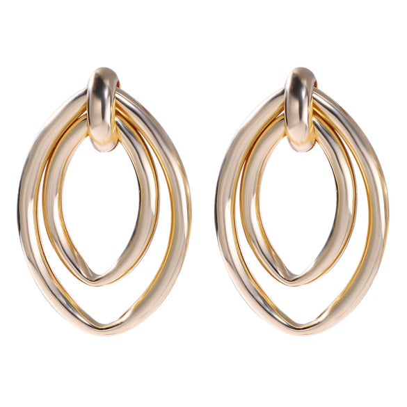 Women's Geometric Oval Metal Earrings With Electroplated Finish Irregular Minimalist Fashion Jewelry