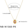Women's Geometric Oval Pendant Necklace In Stainless Steel With Zircon Inlay And 18K Vacuum Plated Finish