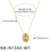 Women's Geometric Oval Pendant Necklace In Stainless Steel With Zircon Inlay And 18K Vacuum Plated Finish
