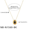 Women's Geometric Oval Pendant Necklace In Stainless Steel With Zircon Inlay And 18K Vacuum Plated Finish
