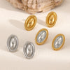Women's Geometric Oval Stainless Steel Electroplated Earrings