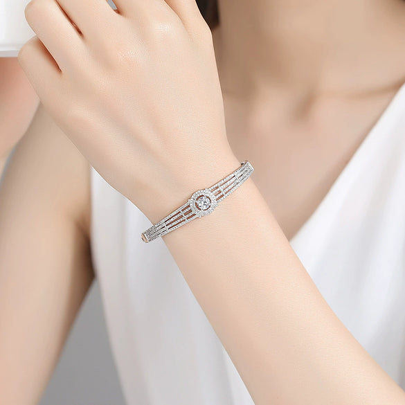 Women's Geometric Oval Zircon Bracelet Electroplated Copper Statement Jewelry Wholesale