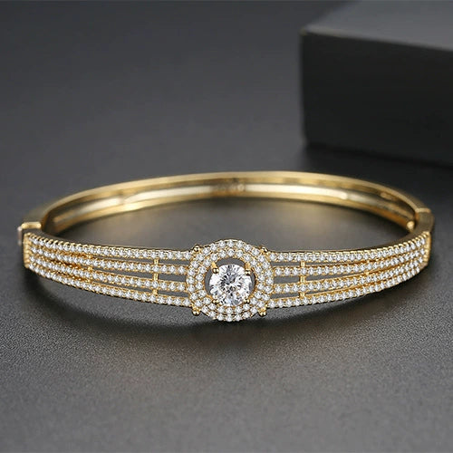 Women's Geometric Oval Zircon Bracelet Electroplated Copper Statement Jewelry Wholesale