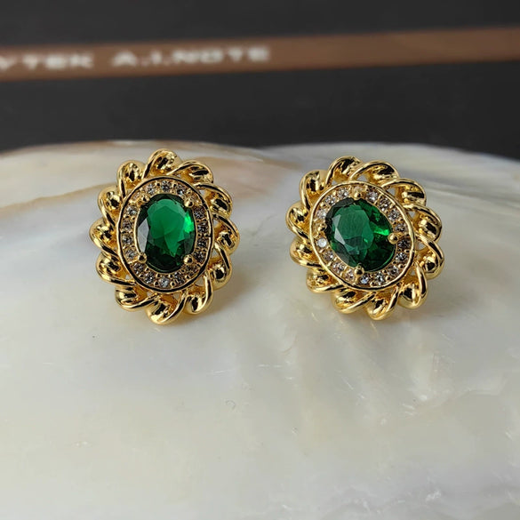 Women's Geometric Oval Zircon Earrings With 925 Silver Ear Needles Gold Plated Fashion Jewelry Wholesale
