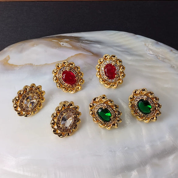 Women's Geometric Oval Zircon Earrings With 925 Silver Ear Needles Gold Plated Fashion Jewelry Wholesale
