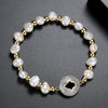 Women's Geometric Pearl And Zircon Beaded Bracelet Copper Fashion Jewelry For Wholesale
