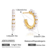 Women's Geometric Pearl Cshaped Stud Earrings In Stainless Steel With Titanium Steel Posts And Vacuum Pvd Gold Plating