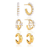 Women's Geometric Pearl Cshaped Stud Earrings In Stainless Steel With Titanium Steel Posts And Vacuum Pvd Gold Plating