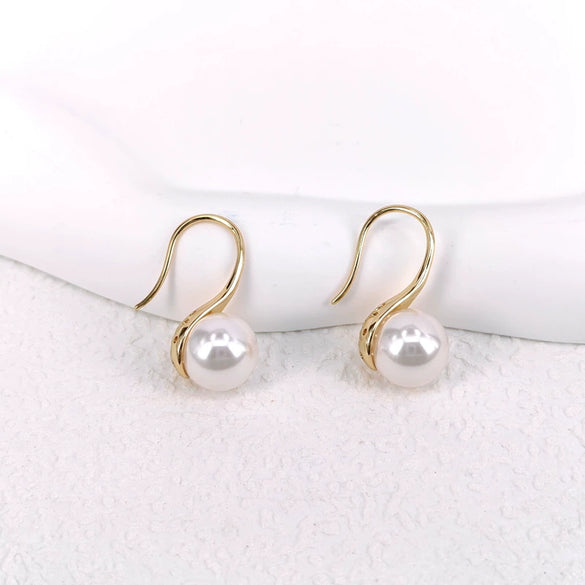 Women's Geometric Pearl Earrings Electroplated Copper Jewelry With Steel Ear Posts