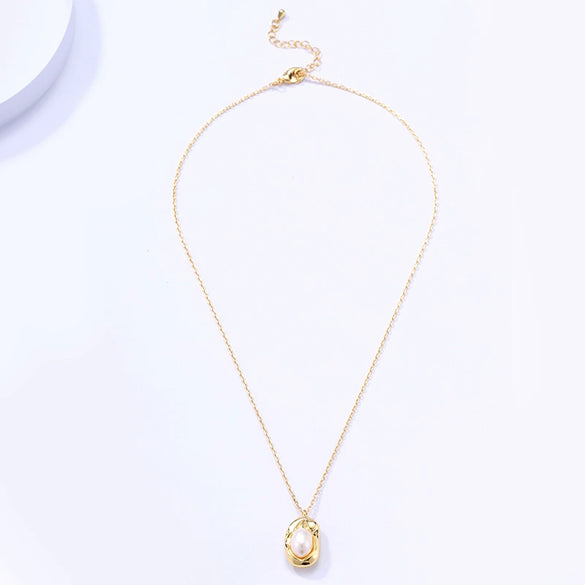 Women's Geometric Pearl Earrings In Gold Plated Copper Minimalist Fashion Jewelry For Wholesale