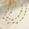 Women's Geometric Pearl Embellished Gold Plated Stainless Steel Necklace With Regular Chain