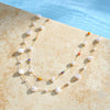 Women's Geometric Pearl Embellished Gold Plated Stainless Steel Necklace With Regular Chain