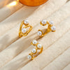 Women's Geometric Pearl Ring In 18K Gold Plated Stainless Steel With Adjustable Open Design And Light Luxury Style