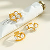 Women's Geometric Pearl Ring In 18K Gold Plated Stainless Steel With Adjustable Open Design And Light Luxury Style