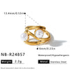 Women's Geometric Pearl Ring In 18K Gold Plated Stainless Steel With Adjustable Open Design And Light Luxury Style
