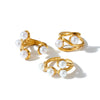 Women's Geometric Pearl Ring In 18K Gold Plated Stainless Steel With Adjustable Open Design And Light Luxury Style
