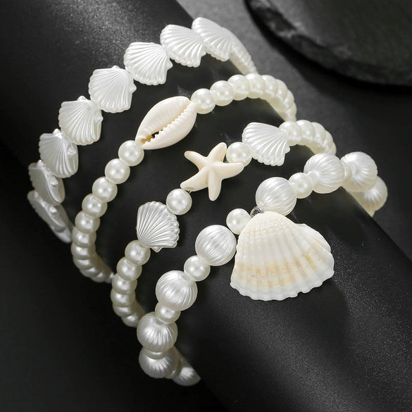 Women's Geometric Pearl Starfish Shell Bracelet