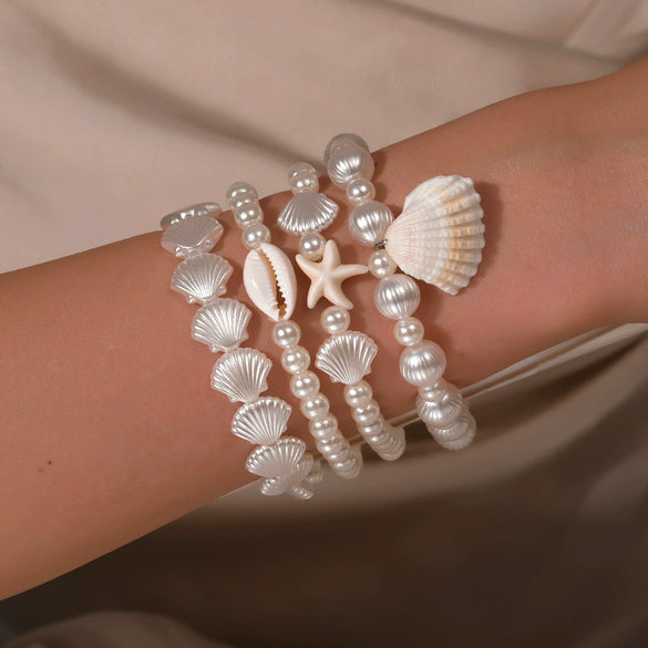 Women's Geometric Pearl Starfish Shell Bracelet