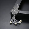 Women's Geometric Pearl Tassel Brooch With Zircon Microinlay Electroplated Copper Jewelry Accessory